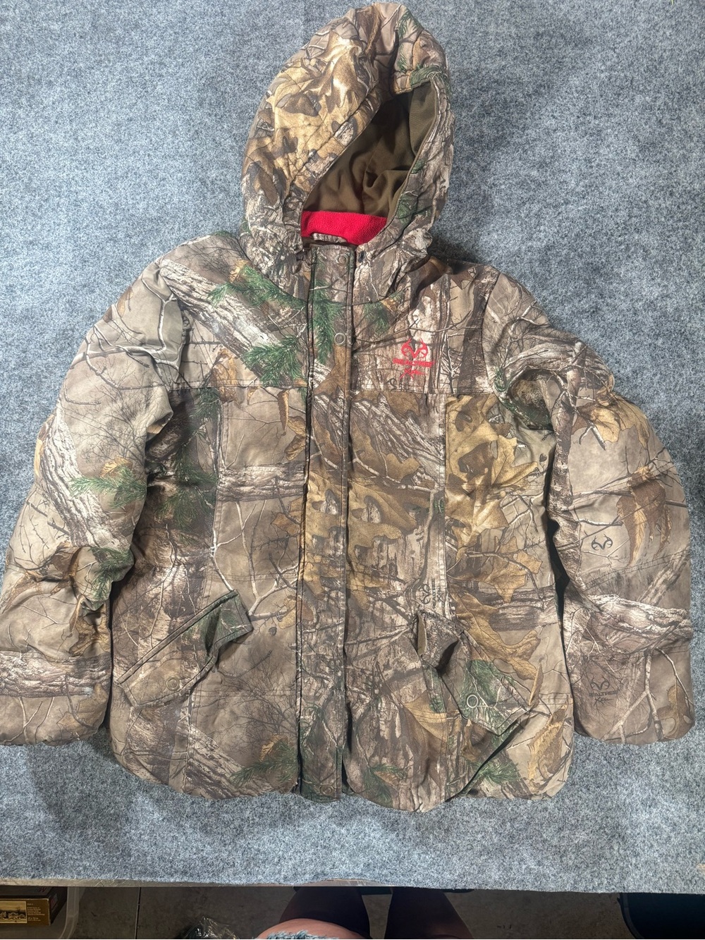 REAL TREE XTRA Women’s Camo Down Puffer Jacket Sz XL Full Zip Snaps Hooded